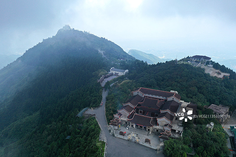 湖南省衡阳市南岳区衡山国家重点风景名胜区上封寺航拍图片素材