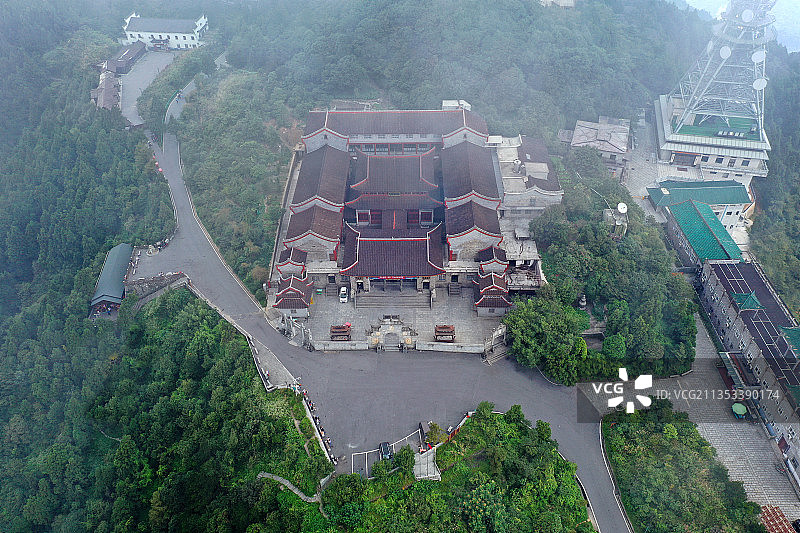 湖南省衡阳市南岳区衡山国家重点风景名胜区上封寺航拍图片素材