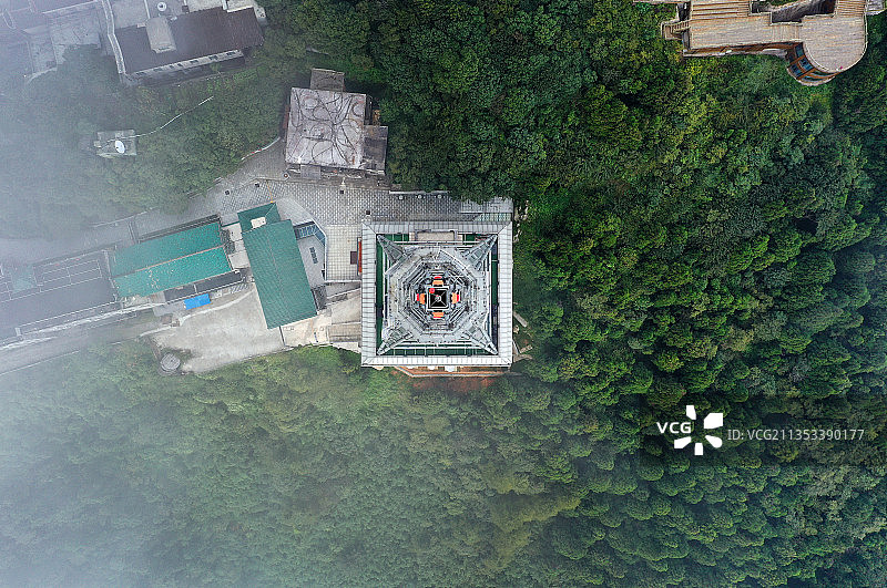 湖南省衡阳市南岳区衡山国家重点风景名胜区上封寺航拍图片素材