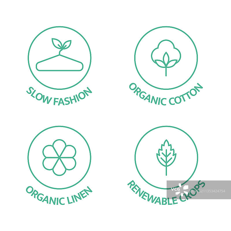 可持续时尚系列图标生态粘胶图片素材