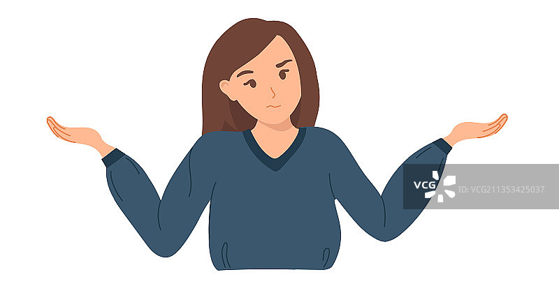 年轻女孩难以置信地摊开双手图片素材