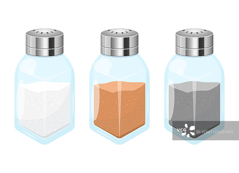 白色背景上的盐和胡椒设计图片素材