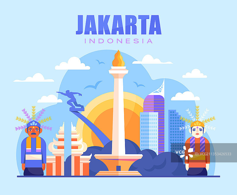 充满活力的雅加达城市图片素材