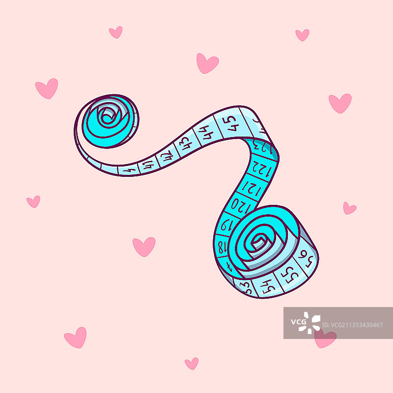 手绘裁缝工具布料卷尺图片素材