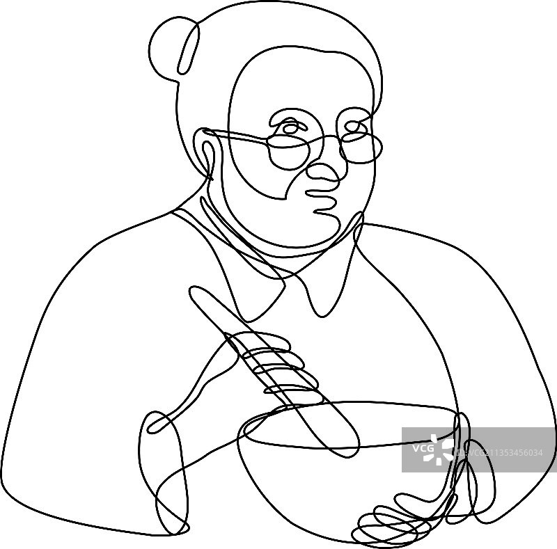 奶奶用研钵和杵搅拌图片素材