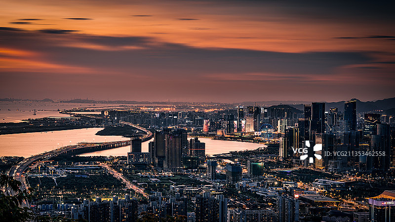 中国广东深圳前海日落风光图片素材