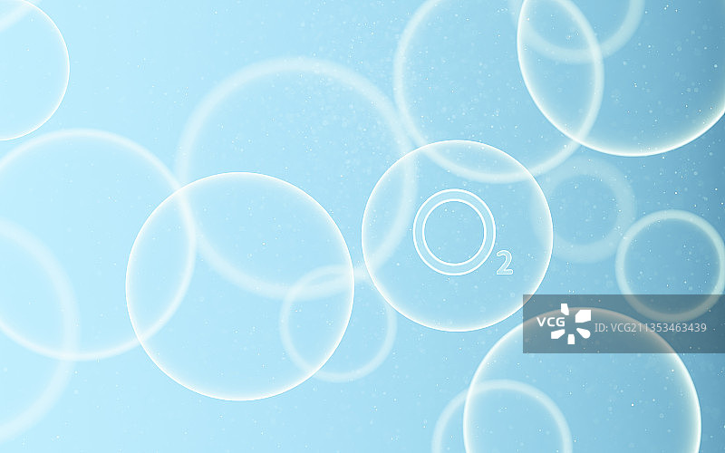 氧气和蓝色气泡 3D渲染图片素材