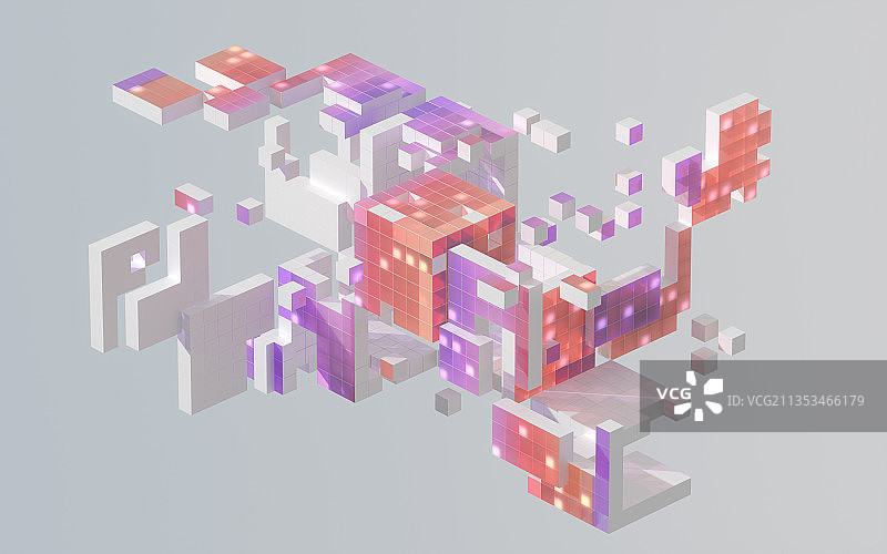 抽象方块几何体 3D渲染图片素材
