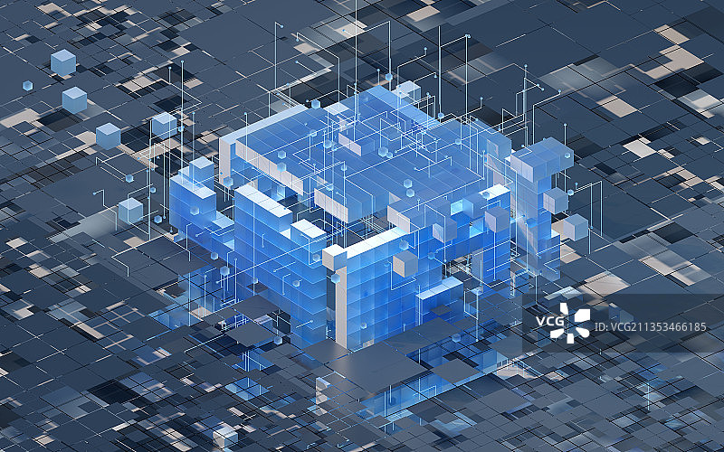 抽象方块几何体 3D渲染图片素材