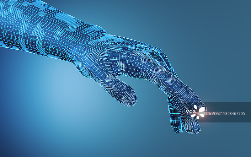 科技感虚拟手 3D渲染图片素材