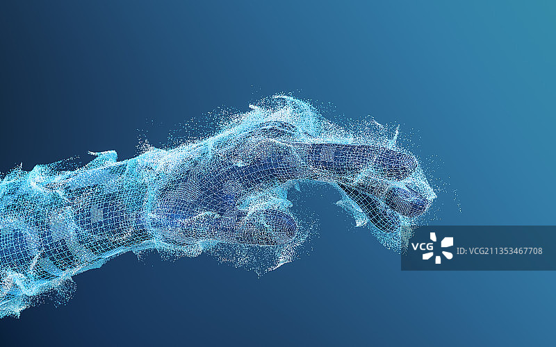 科技感虚拟手 3D渲染图片素材