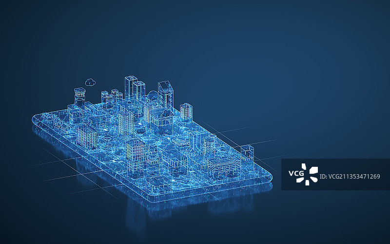 手机上的城市 3D渲染图片素材