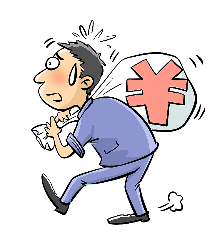 扛着钱袋子的男人图片素材