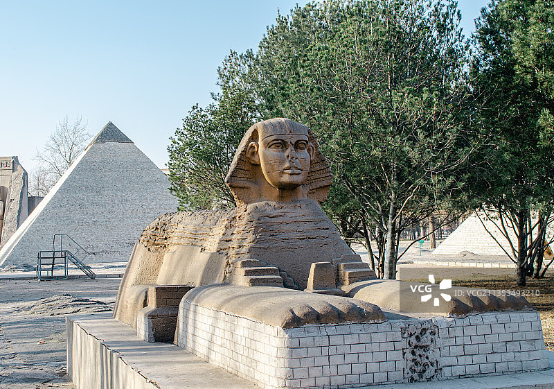 中国北京世界公园的狮身人面像图片素材