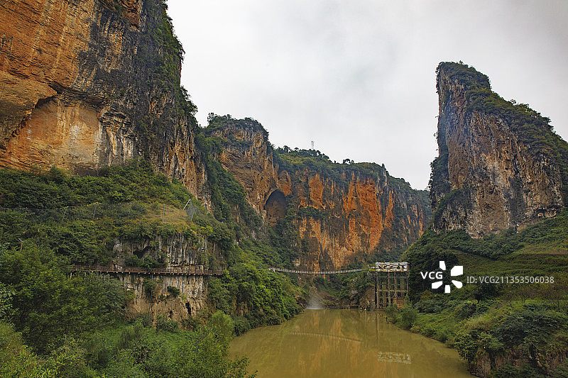 中国贵州毕节市九洞天国家风景名胜区、喀斯特地质博物馆图片素材