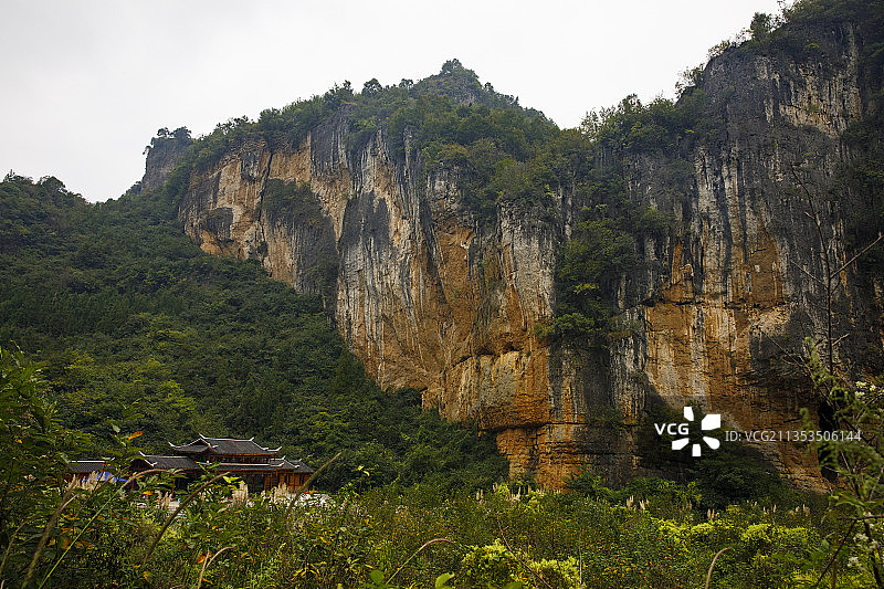 中国贵州毕节市九洞天国家风景名胜区、喀斯特地质博物馆图片素材