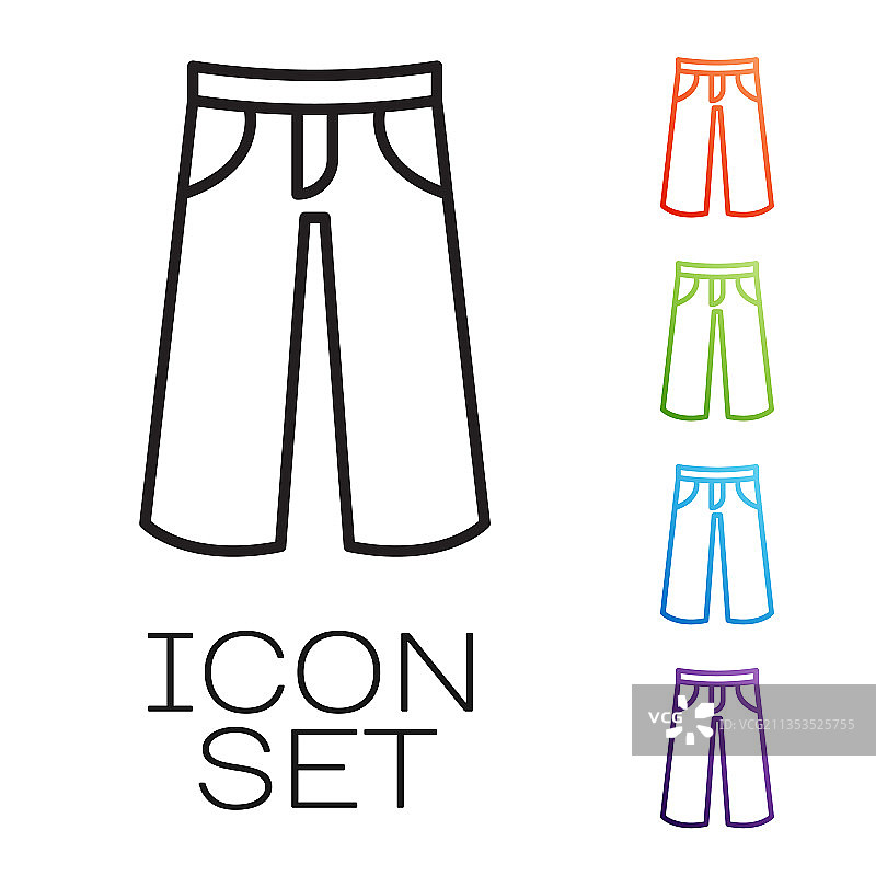 白色背景上的黑色线条裤子图标图片素材