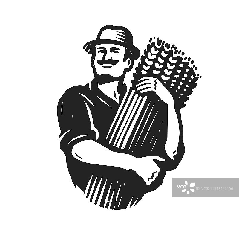 农民拿着麦穗，农场有机食品图片素材