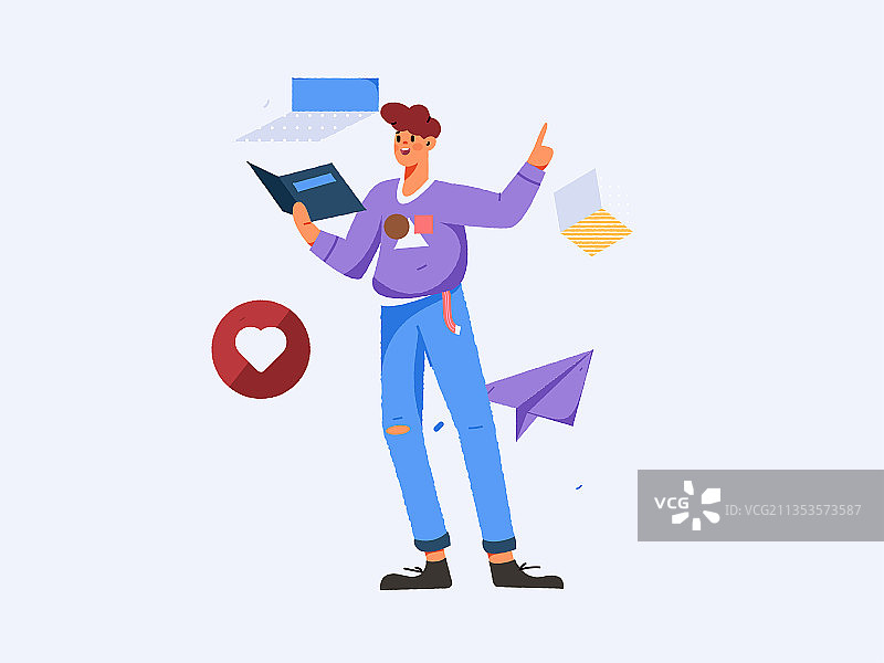 阅读的人物扁平矢量概念运营插画图片素材