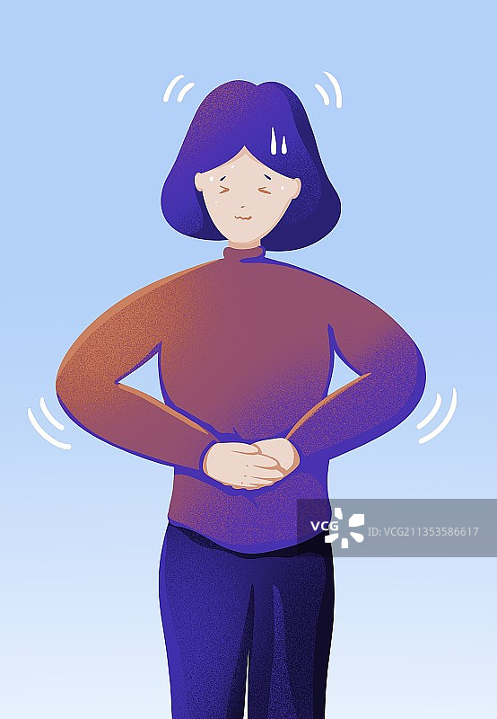 女性身体不适插画图片素材