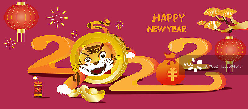 老虎穿钱眼是好兆图片素材