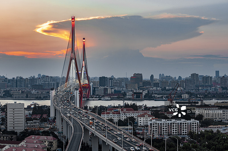 上海杨浦大桥风光图片素材