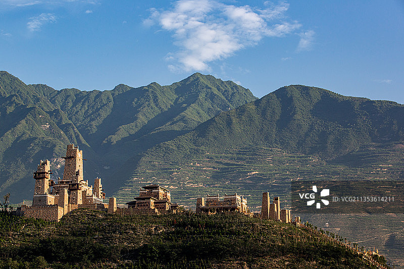 古羌城、民俗、民风、少数民族文化、羌族、川西、建筑、阿坝州图片素材