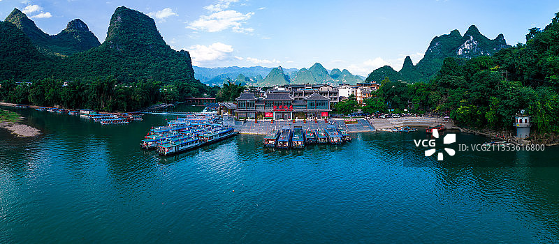 桂林兴坪全景航拍图片素材