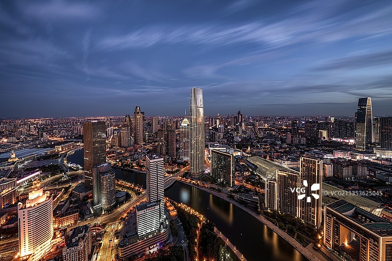 天津城市夜景图片素材