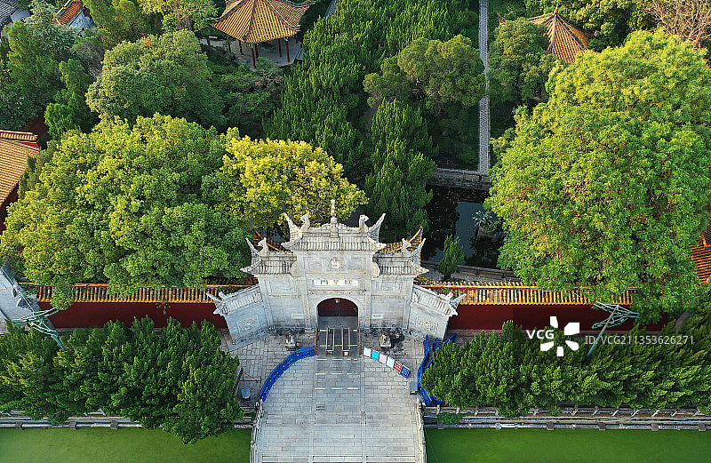 湖南省衡阳市南岳区衡山国家重点风景名胜区南岳大庙航拍图片素材