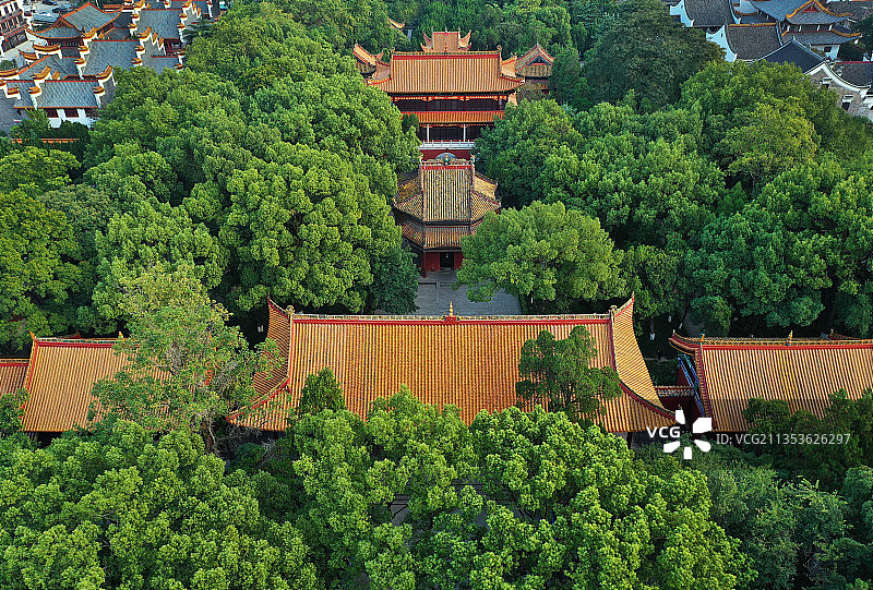 湖南省衡阳市南岳区衡山国家重点风景名胜区南岳大庙航拍图片素材