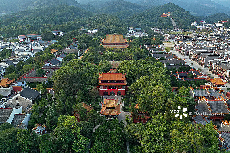 湖南省衡阳市南岳区衡山国家重点风景名胜区南岳大庙航拍图片素材
