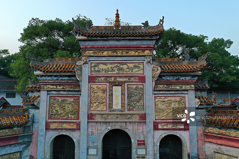 湖南省衡阳市南岳区衡山国家重点风景名胜区祝圣寺航拍图片素材