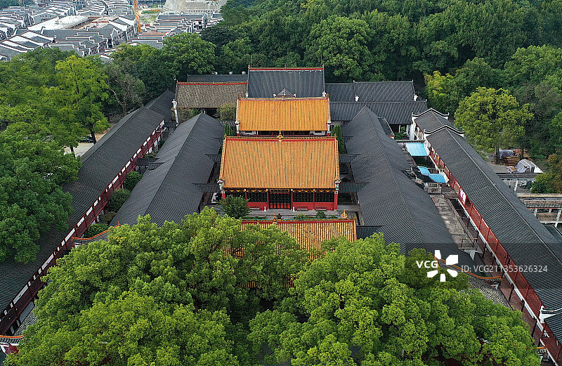 湖南省衡阳市南岳区衡山国家重点风景名胜区祝圣寺航拍图片素材