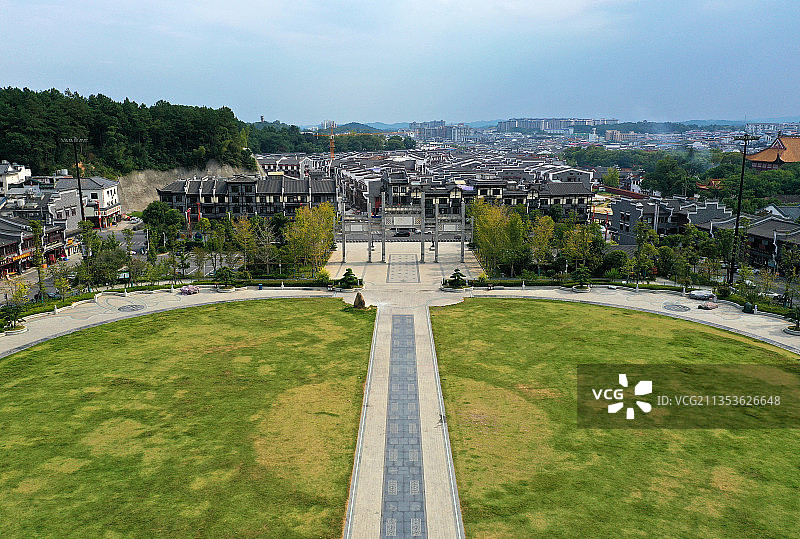 湖南省衡阳市衡山国家重点风景名胜区万寿大鼎景区福寿寺航拍图片素材