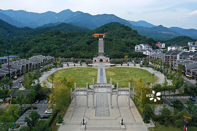 湖南省衡阳市衡山国家重点风景名胜区万寿大鼎景区福寿寺航拍图片素材