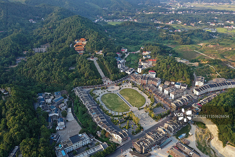 湖南省衡阳市衡山国家重点风景名胜区万寿大鼎景区福寿寺航拍图片素材