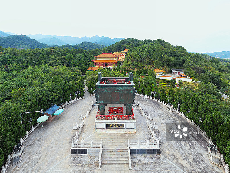 湖南省衡阳市衡山国家重点风景名胜区万寿大鼎景区福寿寺航拍图片素材