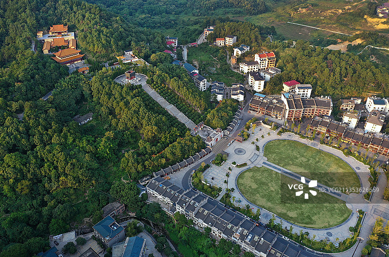 湖南省衡阳市衡山国家重点风景名胜区万寿大鼎景区福寿寺航拍图片素材