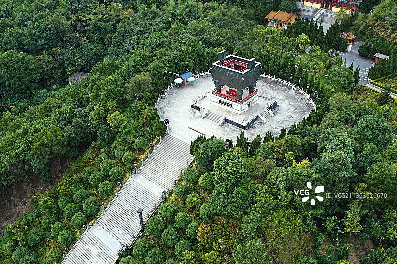 湖南省衡阳市衡山国家重点风景名胜区万寿大鼎景区福寿寺航拍图片素材