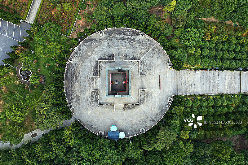 湖南省衡阳市衡山国家重点风景名胜区万寿大鼎景区福寿寺航拍图片素材