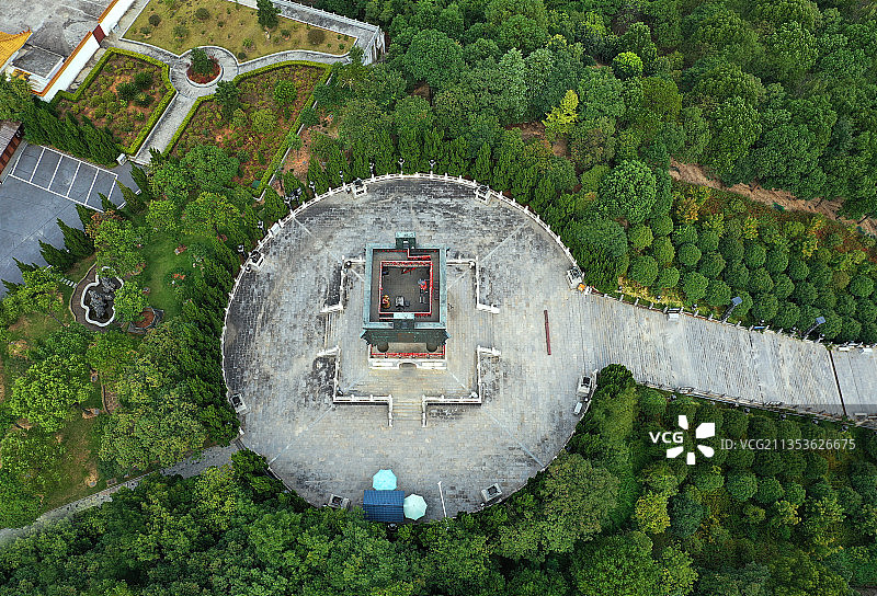 湖南省衡阳市衡山国家重点风景名胜区万寿大鼎景区福寿寺航拍图片素材