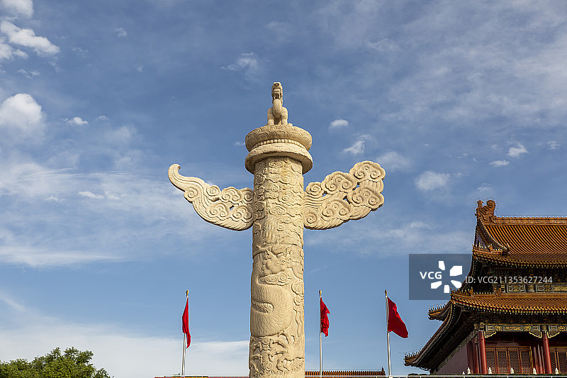 北京天安门城楼前的华表图片素材