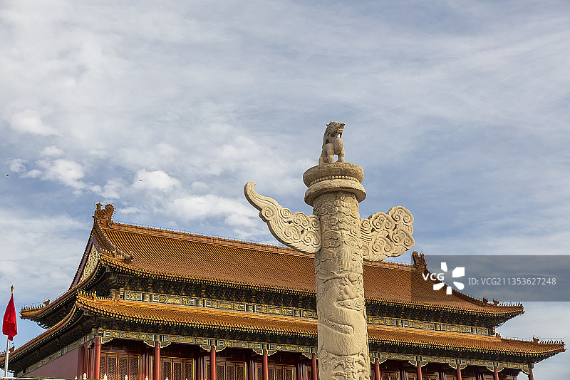 北京天安门城楼前的华表图片素材