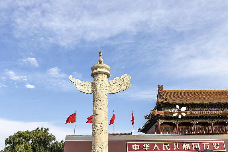 北京天安门城楼前的华表图片素材