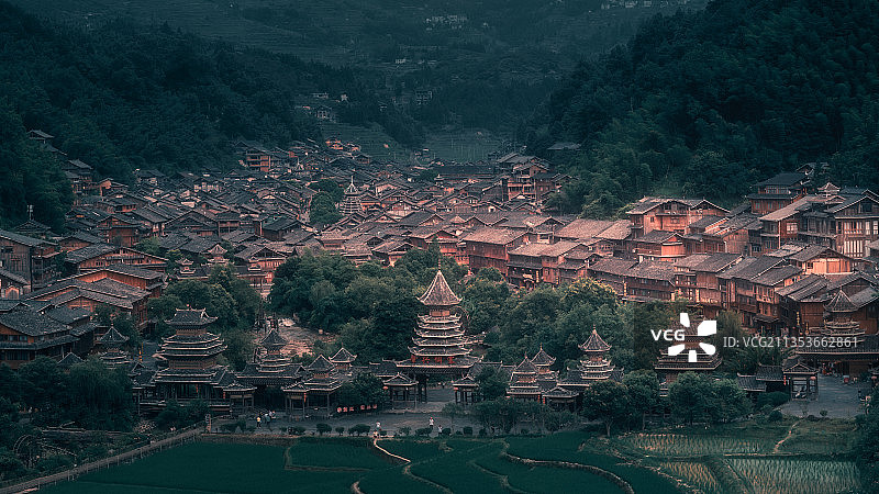 肇兴侗寨全景图片素材