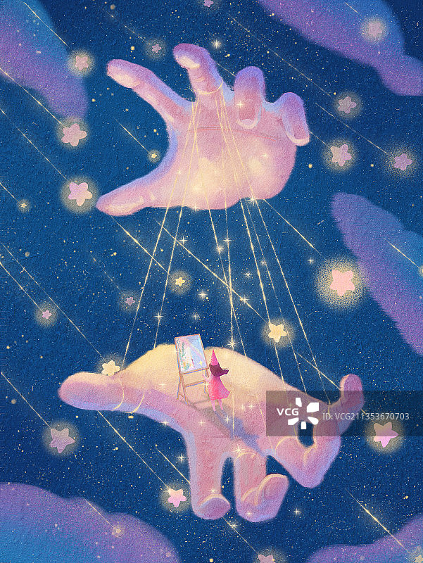 小精灵绘画天空插画图片素材