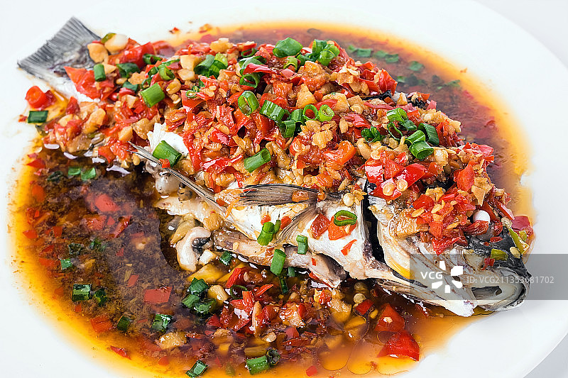 湖南家常菜剁椒鲫鱼图片素材