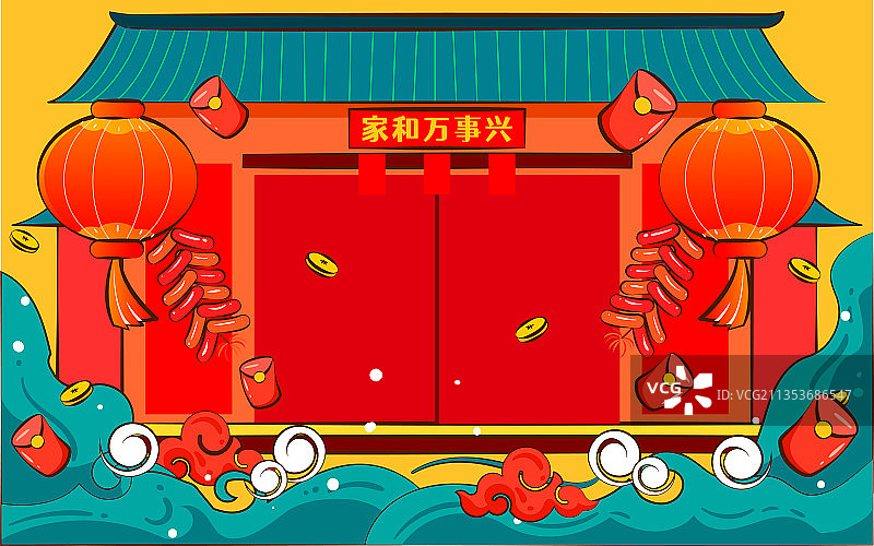 2022虎年新春节庆插画卡通老虎春节图片素材