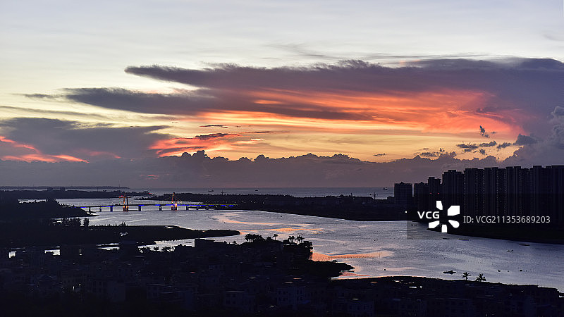 澄迈盈滨半岛晚霞图片素材